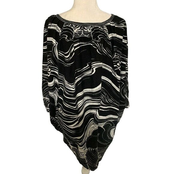 bcbg maxazria womens black white short sleeve oversized top one size - Picture 2 of 4